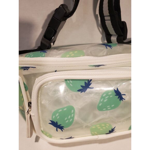 New with Tag Claire's Strawberry clear fanny pack, 2 pockets, with strawberry pl - Picture 3 of 4